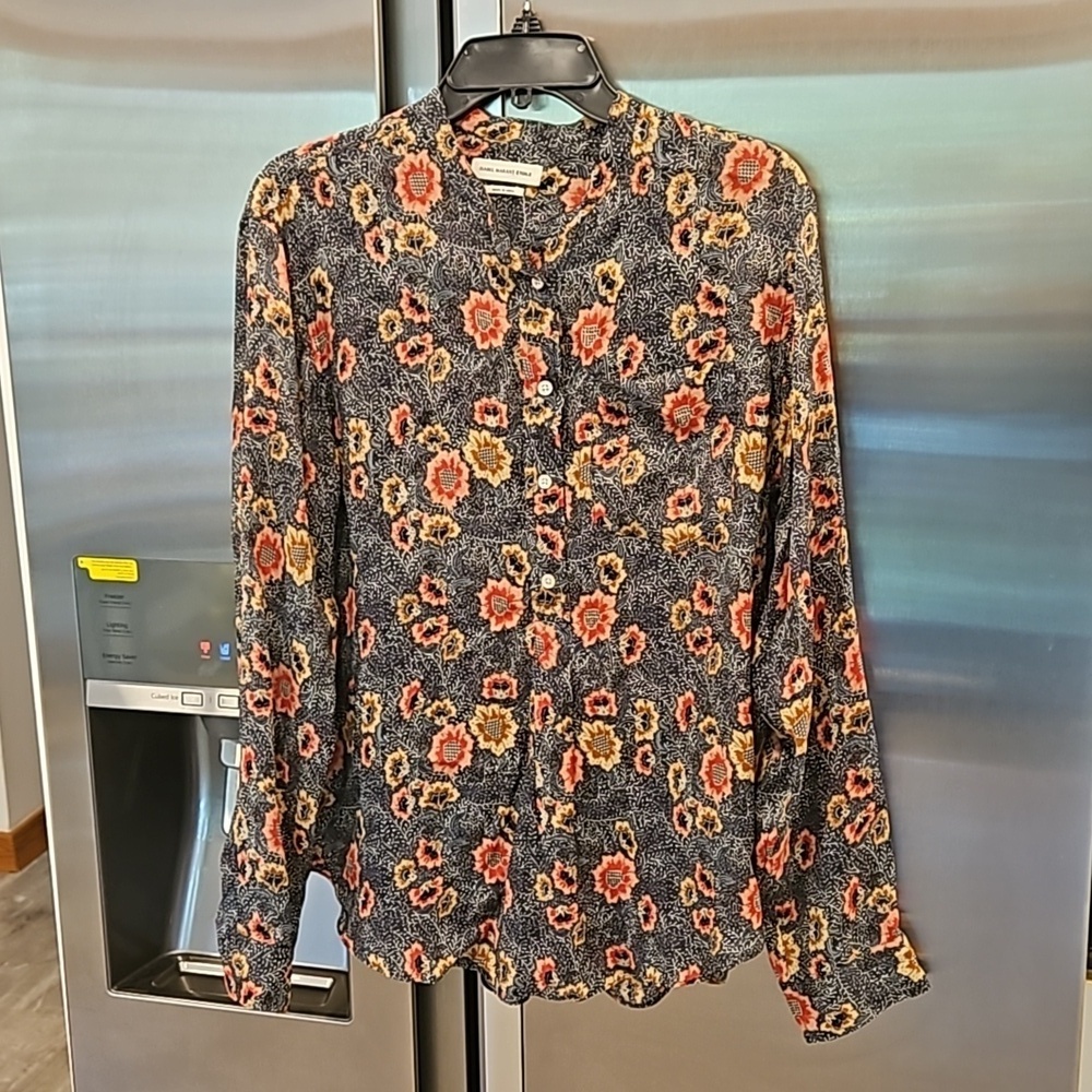 💕ISABEL MARANT ETOILE💕 Silena Flowers Blouse ~ Faded Black EU 44 - Picture 9 of 16